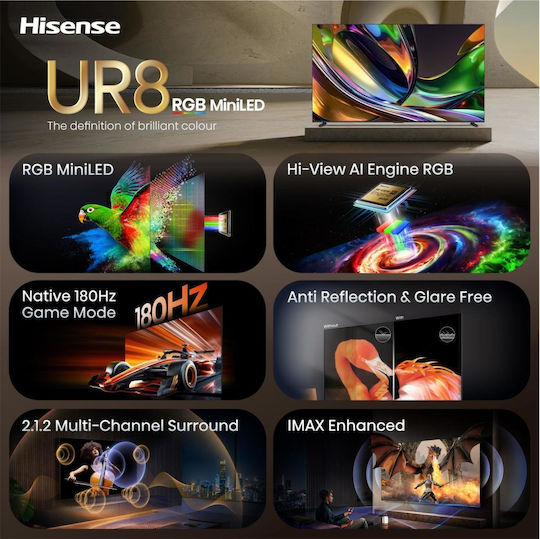 Hisense Smart Τηλεόραση 100" 4K UHD Mini LED UR8S HDR (2026) 100UR8S