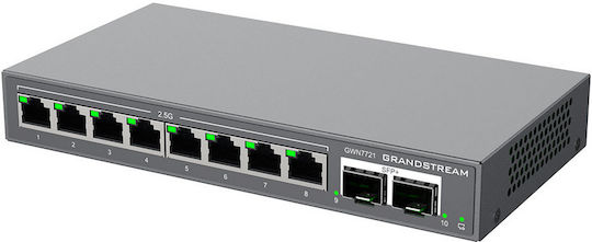 Grandstream GWN7721 Managed L2 PoE+ Switch με 8 Θύρες Gigabit (1Gbps) Ethernet και 2 SFP Θύρες