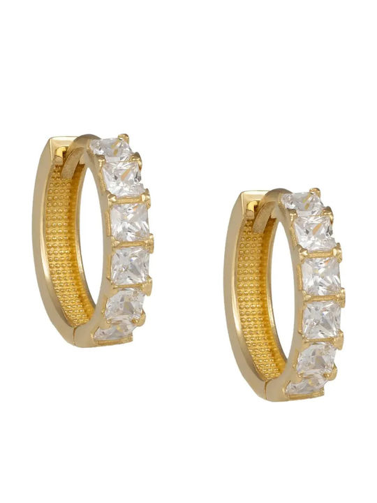 Gold Hoop Earrings with Stones