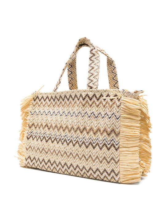 Fabric Women's Tote Handbag Beige