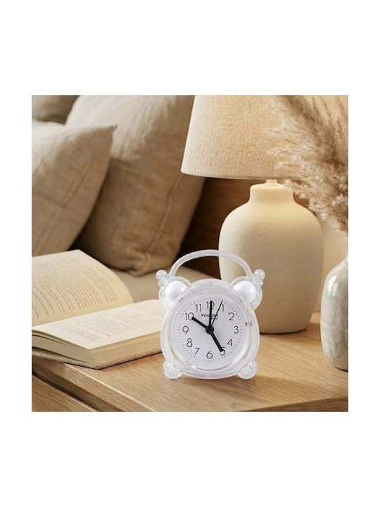 Avizar Analog Quartz Desk Alarm Clock Bedroom Twin Bell White