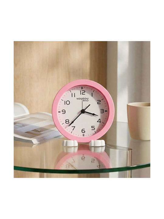 Avizar Small Analog Bedside Alarm Clock Stand Minimalist Design Pink