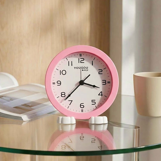 Avizar Small Analog Bedside Alarm Clock Stand Minimalist Design Pink