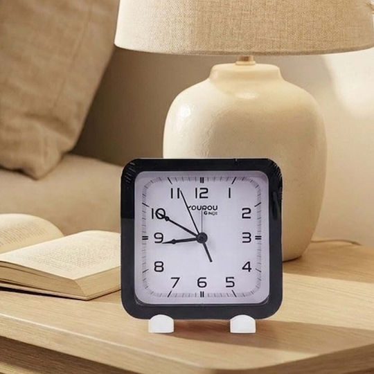 Avizar Analog Quartz Silent Desk Clock Minimalist Design Black