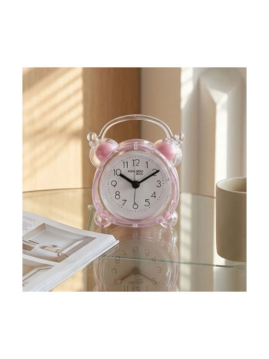 Avizar Analog Quartz Desk Alarm Clock Bedroom Twin Bell Light Pink