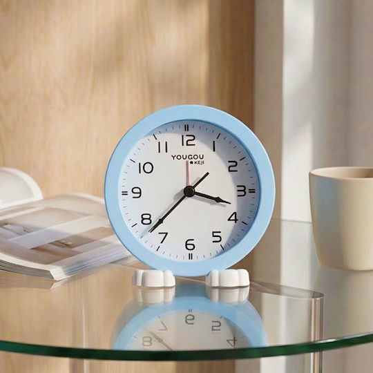 Avizar Small Analog Bedside Alarm Clock Stand Minimalist Design Light Blue