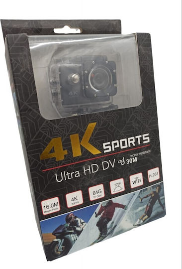 4K Sports Ultra HD Action Camera HD (720p) Underwater (with Case) with Screen 2" and Wi-Fi Silver