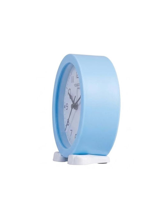 Avizar Small Analog Bedside Alarm Clock Stand Minimalist Design Light Blue
