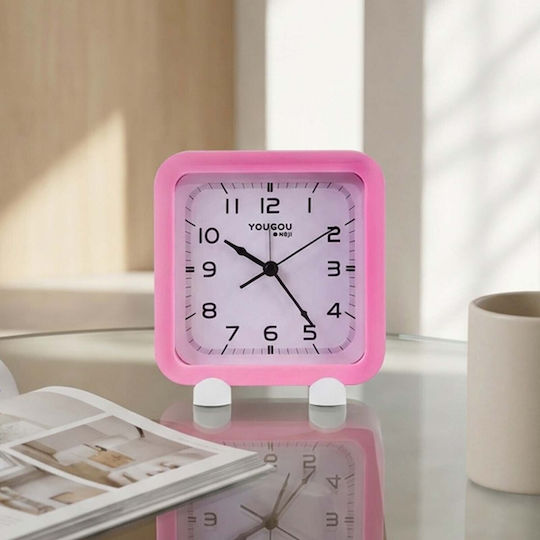 Avizar Analog Quartz Silent Desk Clock Minimalist Design Pink