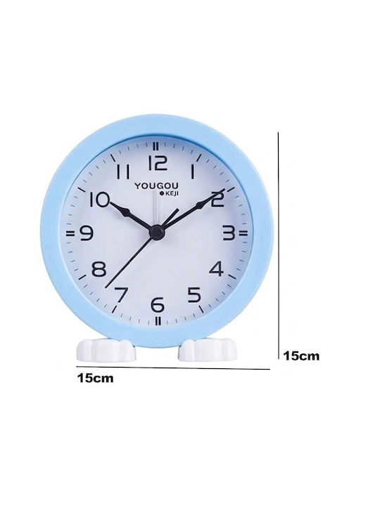 Avizar Small Analog Bedside Alarm Clock Stand Minimalist Design Light Blue