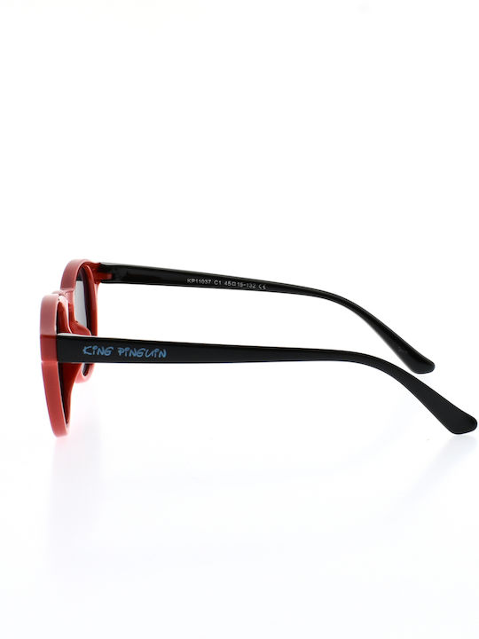 King Pinguin Ochelari De Soare Pentru Copii Rotunzi Cu Lentile Polarized Roșii