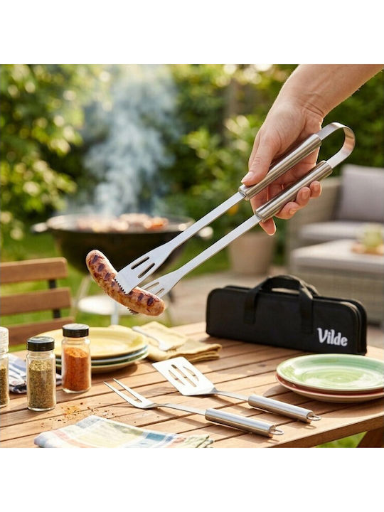 Vilde Σετ Εργαλείων Bbq Ανοξείδωτο Ατσάλι Θήκη 3τμχ