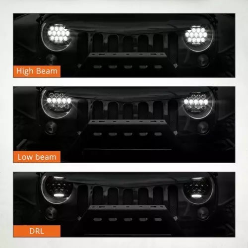 LED Универсален Прожектор 7 инча 18см 9v 32v Нисък Висок Лъч Дневни Светлини DRL Бял 7000lm за Трактори Камиони Мотоциклети ATV J