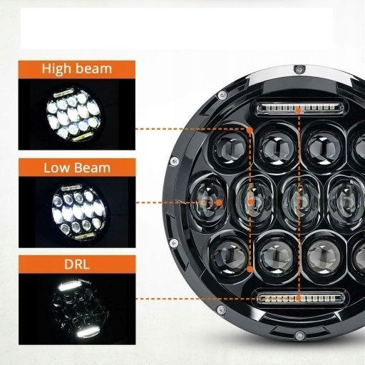 LED Универсален Прожектор 7 инча 18см 9v 32v Нисък Висок Лъч Дневни Светлини DRL Бял 7000lm за Трактори Камиони Мотоциклети ATV J