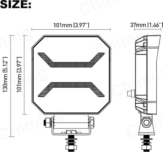 Квадратς Фарове за кола LED Mitsubishi Вземане 10 - 30V 15W 10.1см с Бял осветление 1бр