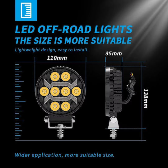 Slim Кръглаς Фарове за кола LED Mitsubishi Вземане 10 - 30V 11см с Бял осветление 1бр