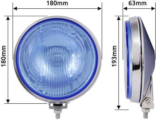 Autoline Rotundς Faruri Auto Universal 12V 55W 6.3cm cu Albastru Iluminare 1buc