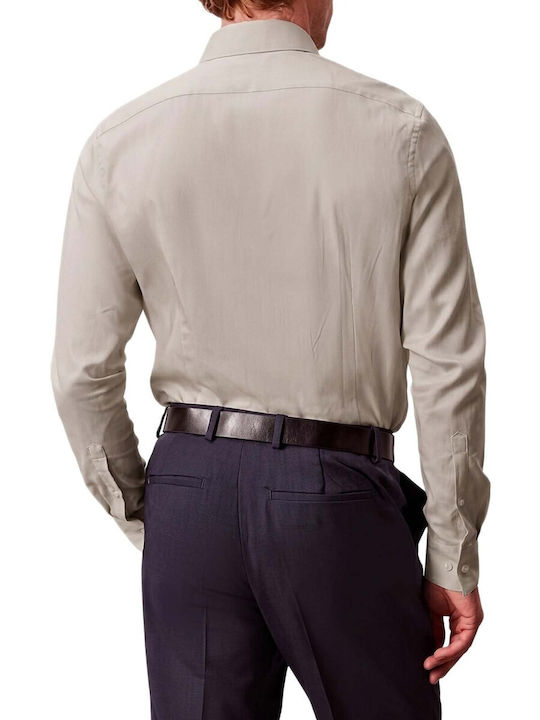 Calvin Klein Langärmeliges Herrenhemd in Enger Passform Beige