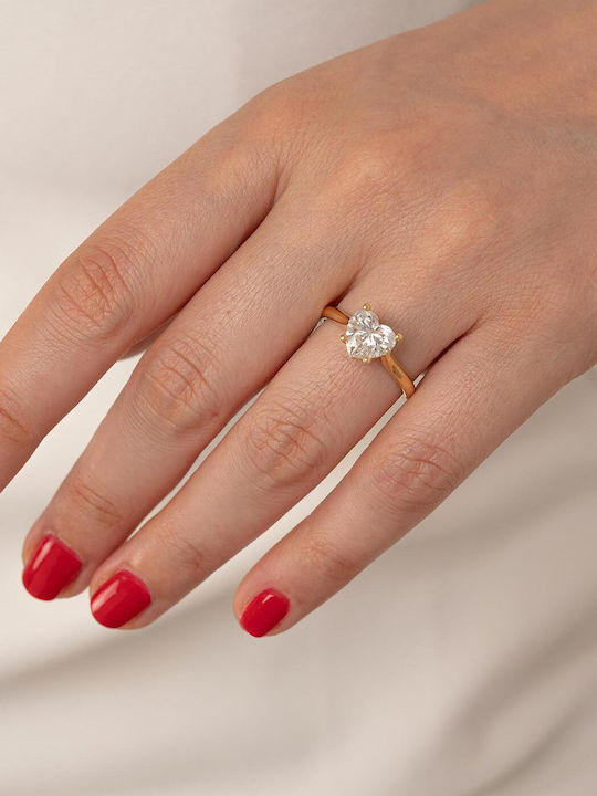 Single Stone Ring From 18K Gold With Diamond