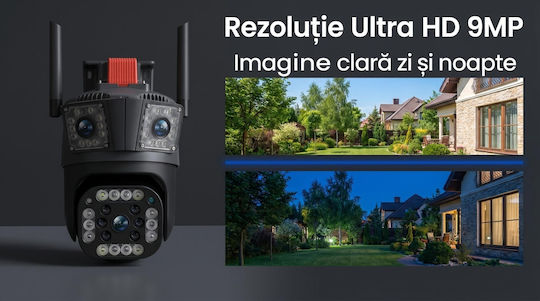 IP Cameră de Supraveghere Triple 4G 9MP Impermeabilă cu Comunicare Bidirecțională