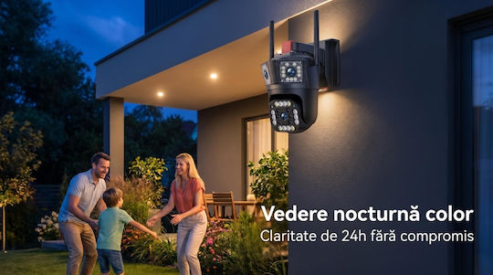 IP Cameră de Supraveghere Triple 4G 9MP Impermeabilă cu Comunicare Bidirecțională