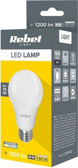 Rebel LED Glühbirne 15W Für E27 Fassung Und Form A60 Kühles Weiß 1200lm