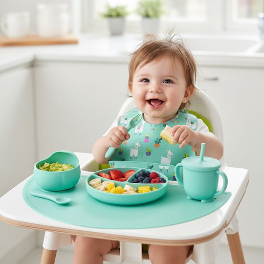 Queen Mother Feeding Set Turquoise, Llama Complete Silicone Turquoise 8 Pieces