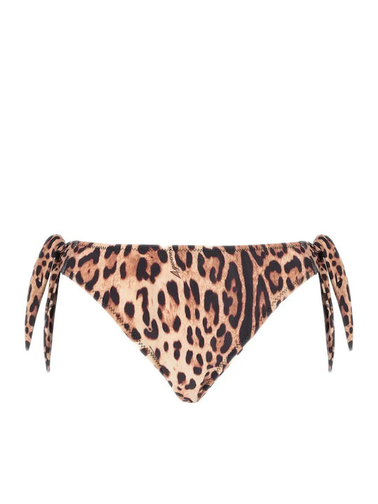 Bikini Slip με Κορδονάκια Animal Print