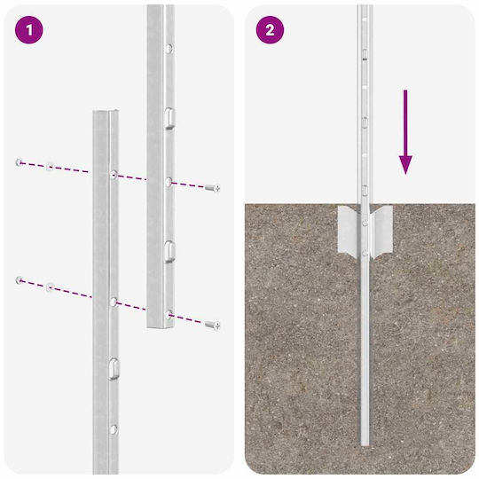 vidaXL Clip de fixare pentru Împrejmuire Grădină din Oțel 100x100buc 44buc Silver
