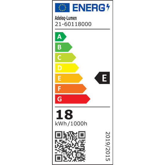 Adeleq LED Γραμμικό Φωτιστικό Τοίχου 18W Θερμό Λευκό IP20 με Ρυθμιζόμενη Ένταση Μ60xY4εκ.