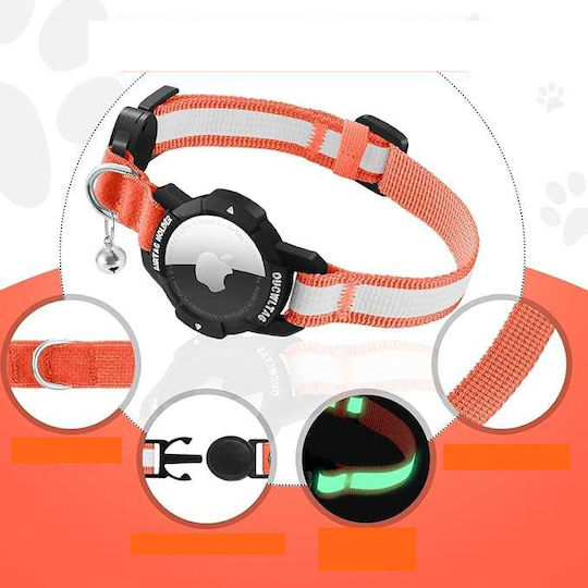 Reflective Illuminated Cat Collar Airtag Holder 18-26 Cm
