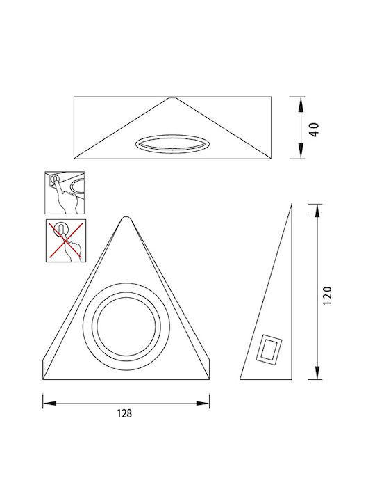 Forma Triangolo Μονό Σποτ σε Ασημί Χρώμα