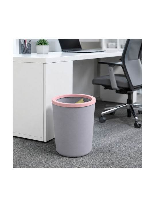 Femmit Round Plastic Office Waste Bin 12l Grey Plastic Bag Support Ring 23x27 Cm