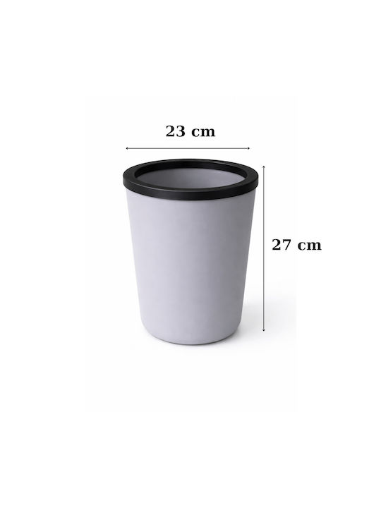 Femmit Round Plastic Office Waste Bin 12l Black Grey Plastic Bag Support Ring 23x27 Cm