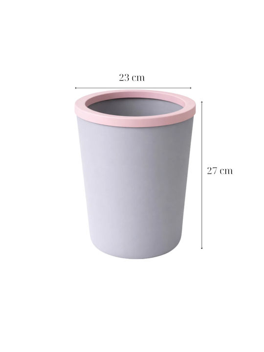 Femmit Round Plastic Office Waste Bin 12l Grey Plastic Bag Support Ring 23x27 Cm