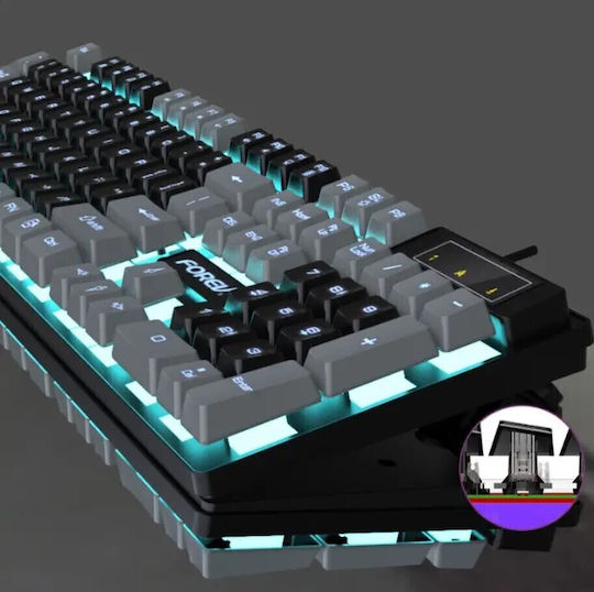 Forev FV-Q8 Gaming Mechanical Keyboard with Membrane Switches and RGB Lighting English US Grey