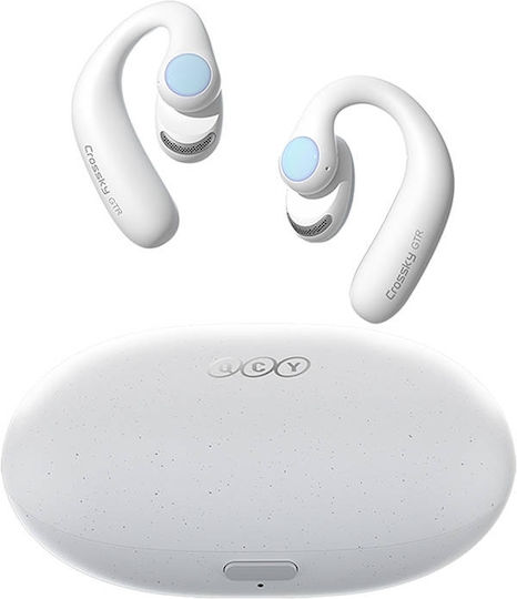 QCY Crossky GTR Open Ear Bluetooth Handsfree Ακουστικά με Αντοχή στον Ιδρώτα και Θήκη Φόρτισης Λευκά