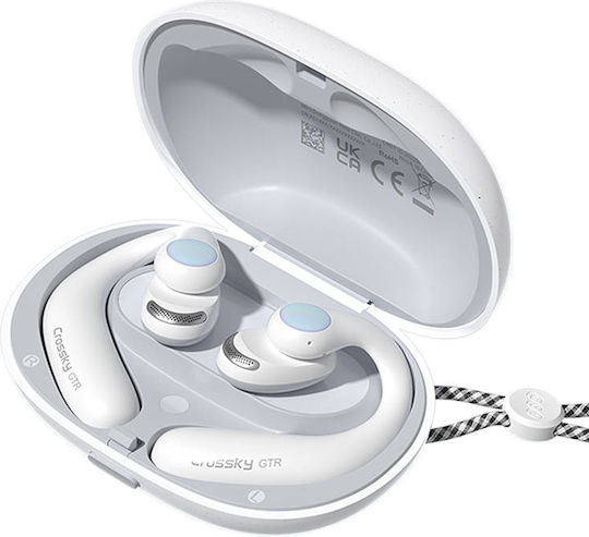QCY Crossky GTR Open Ear Bluetooth Handsfree Ακουστικά με Αντοχή στον Ιδρώτα και Θήκη Φόρτισης Λευκά