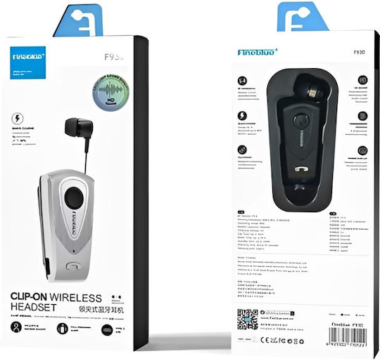 Fineblue F930 In-ear Bluetooth Handsfree Ακουστικό Πέτου Ασημί