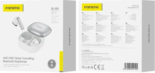 Foneng BL166 Căști Bluetooth Handsfree In-ear Cu Husă De Încărcare Albă