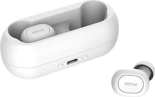 QCY T1C In-ear Bluetooth Handsfree Ακουστικά με Θήκη Φόρτισης Λευκά