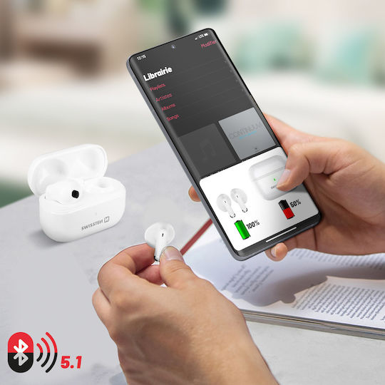 Swissten Minipods In-Ear Bluetooth-Freisprecheinrichtung Kopfhörer mit Ladeetui Weiß