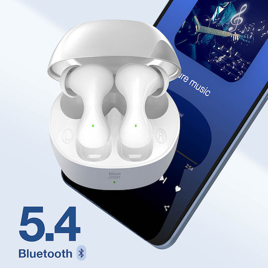 Blue Star BK92 In-ear Bluetooth Handsfree Căști cu Carcasă de Încărcare Alb