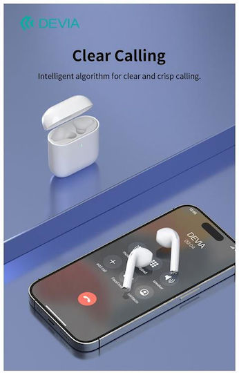 Devia EM053 In-ear Bluetooth Handsfree Ακουστικά με Θήκη Φόρτισης Λευκά