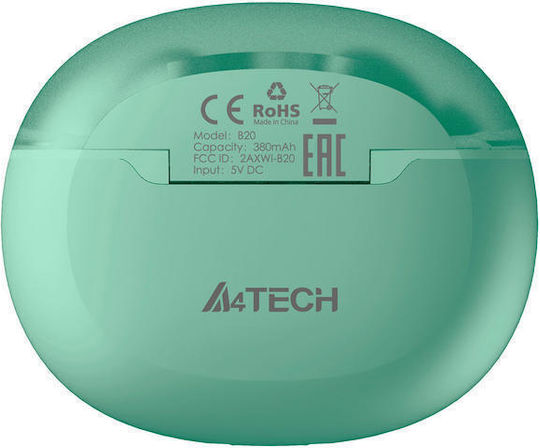 A4Tech B20 2Drumtek Earbud Bluetooth Handsfree Earphones with Sweat Resistance and Charging Case Turquoise