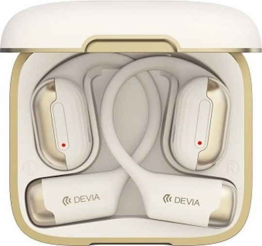 Devia OWS EM401 Pro1 Open Ear Bluetooth Handsfree Ακουστικά με Αντοχή στον Ιδρώτα και Θήκη Φόρτισης Μπεζ