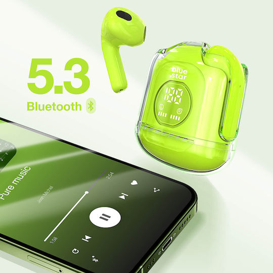 Blue Star Fi22 Earbud Bluetooth Handsfree Ακουστικά με Θήκη Φόρτισης Πράσινα