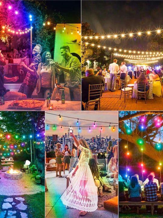 Wasserdichte Lichterkette LED IP65 15m mit 16 RGB Lampen
