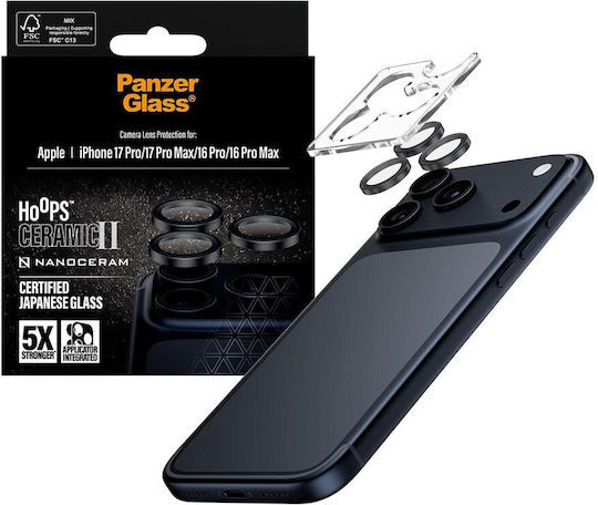 PanzerGlass Hoops Ceramic Camera Protection Membrane Transparent for the iPhone 17 Pro, 17 Pro Max, 16 Pro, 16 Pro Max