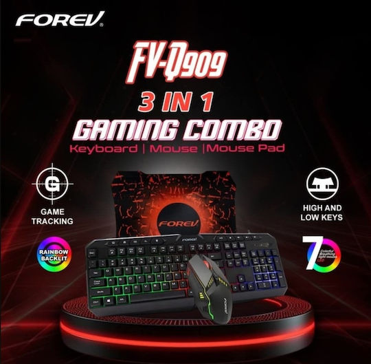 Forev FV-Q909 Gaming Keyboard Set with RGB Lighting & Mouse (English US)